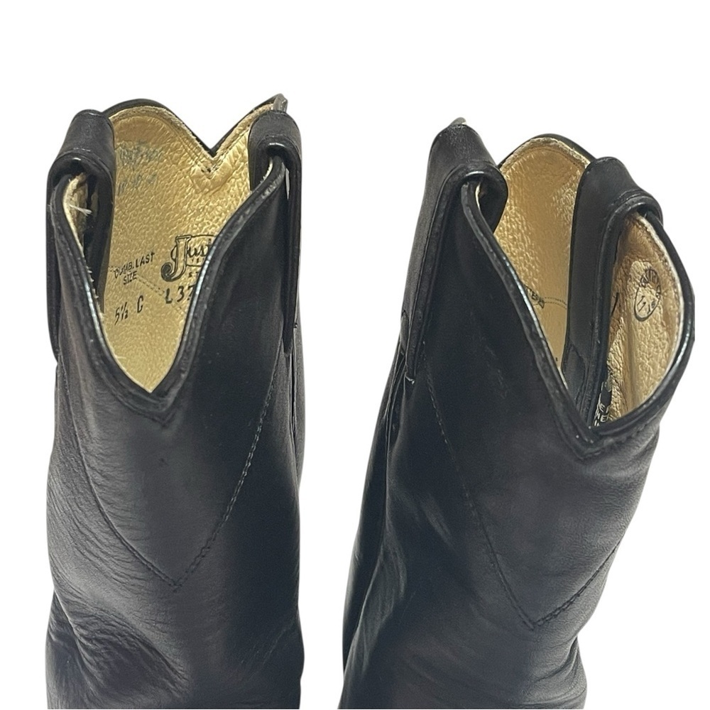 JUSTIN LADIES CLASSIC BLACK KIPSKIN LEATHER ROPER BOOT SZ 5.5 - Picture 10 of 11